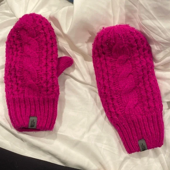 North Face pink wool mittens - Picture 1 of 4